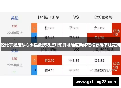 轻松掌握足球心水指数技巧提升预测准确度助你轻松赢得下注竞猜 轻松掌握足球心水指数技巧提升预测准确度助你轻松赢得下注竞猜